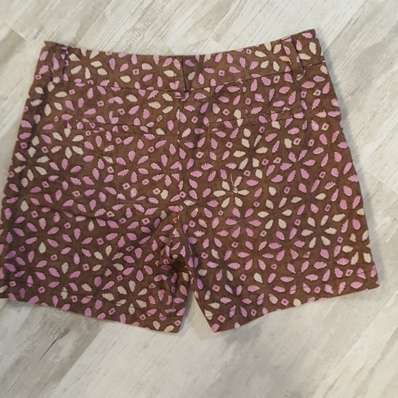 Ann Taylor Loft Linen Blend Brown & Pink Print Shorts - NWT Sz 4 - Picture 4 of 5